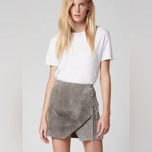 Gray suede blank nyc lace up skirt size 26